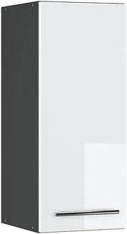 Mobile lavello cucina Fame-Line, Bianco lucido, 80 cm con ripiano, PL Antracite, per la combinazione con altri moduli della serie Fame-Line
