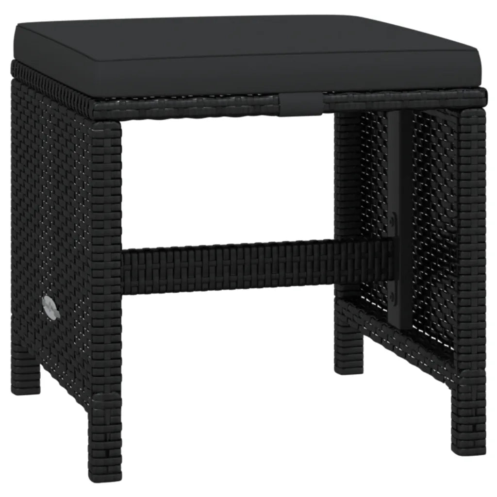 Set da Pranzo da Giardino 19 pz con Cuscini in Polyrattan Nero cod mxl 42934