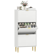 Armadio Scarpe con Ante e 3 Cassetti ¨C Zephmum ¨C Bianco 60x24x122,5 cm