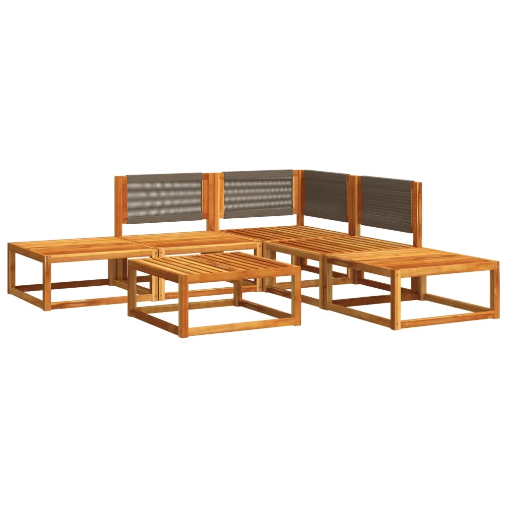 Set di divani da giardino 6 pezzi con cuscini in legno di acacia e corda 3278823