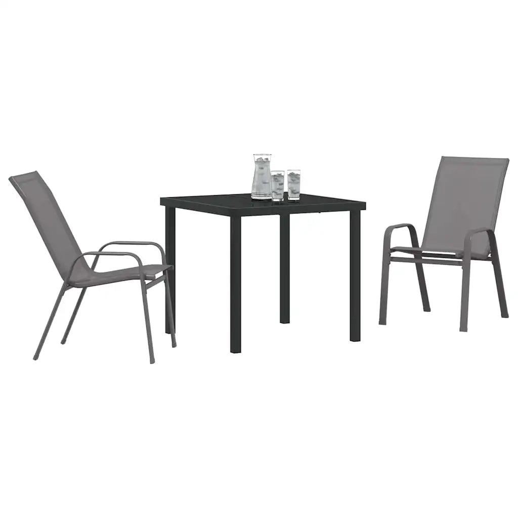 Set da Pranzo per Giardino 3 pcs Grigio e Nero 3379121