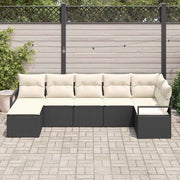 Set di divani con cuscino 7 pcs Nero polyrattan 3346467