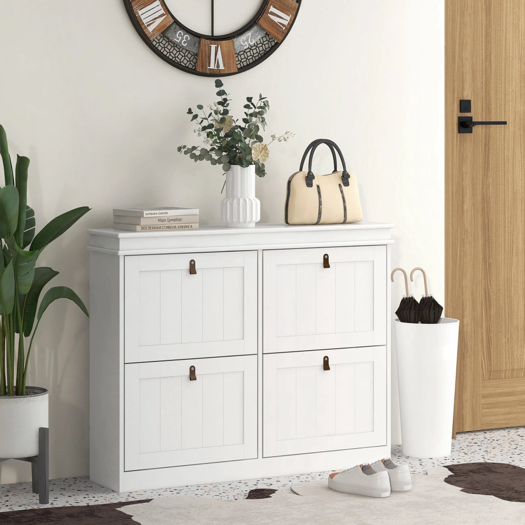 Armadio per Scarpe con 4 Ante e Ripiani Regolabili ¨C zephmum ¨C 105x24x82,5 cm