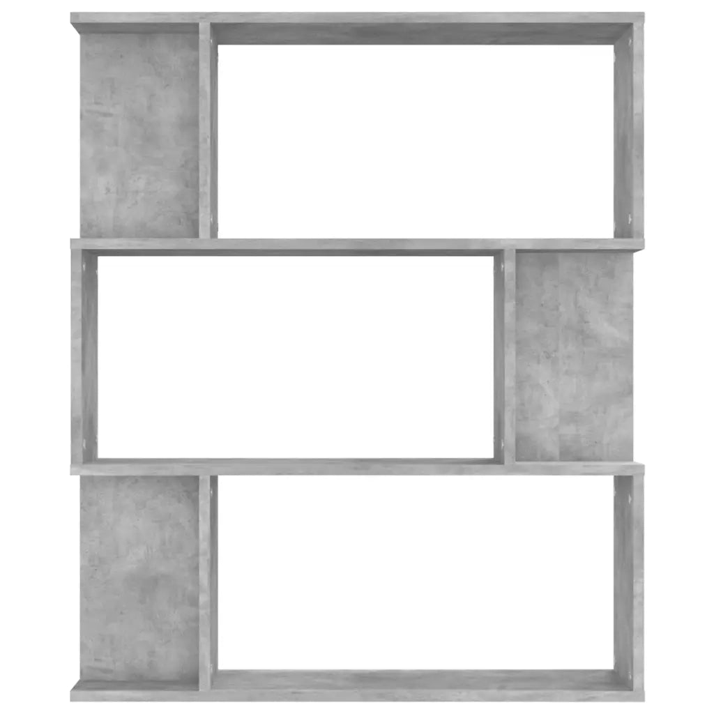 Libreria Divisorio-Scaffale per Libri-Mobile di Stoccaggio Grigio Cemento 80x24x96 cm Legno Ingegnerizzato