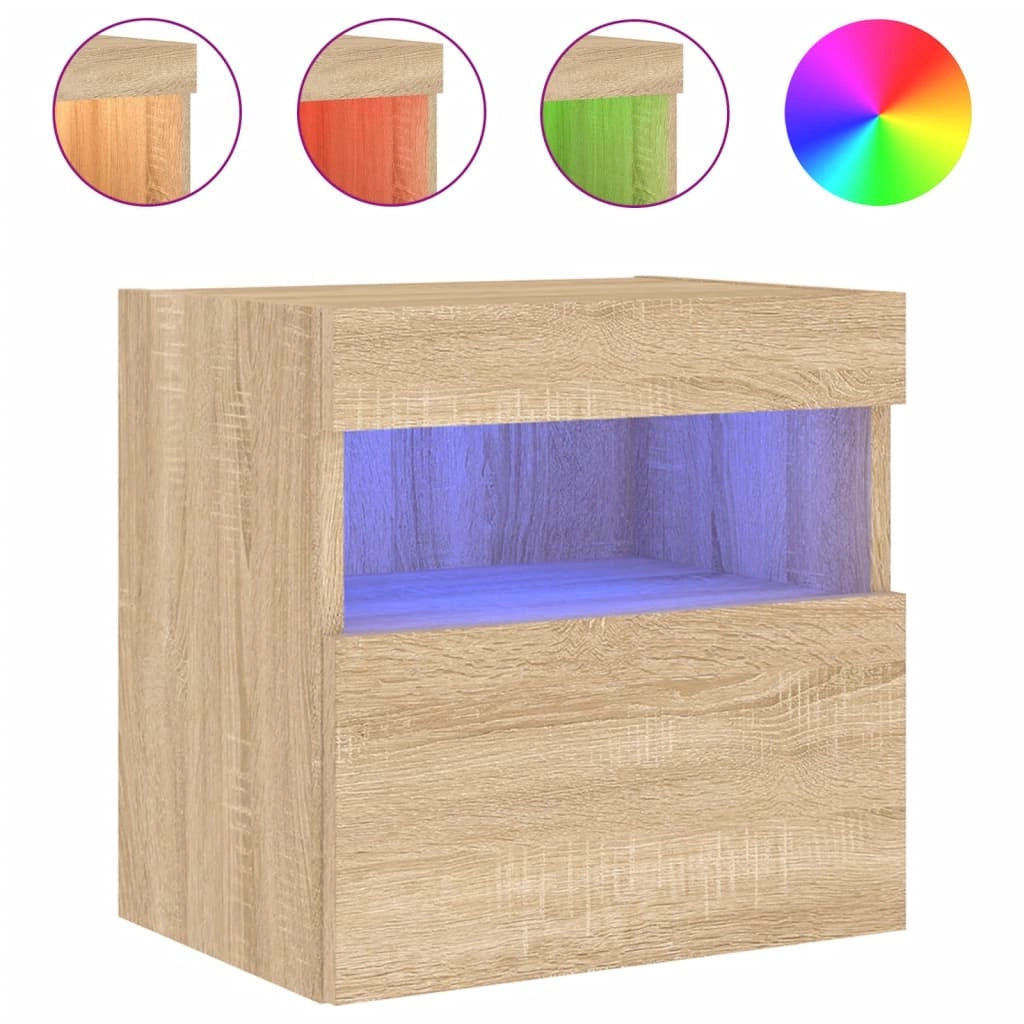 Mobile TV multimediale da parete mensola TV mobile TV sala da pranzo soggiorno camera da letto luci LED 2 pezzi rovere Sonoma 40 x 30 x 40 cm marrone 02_0029173