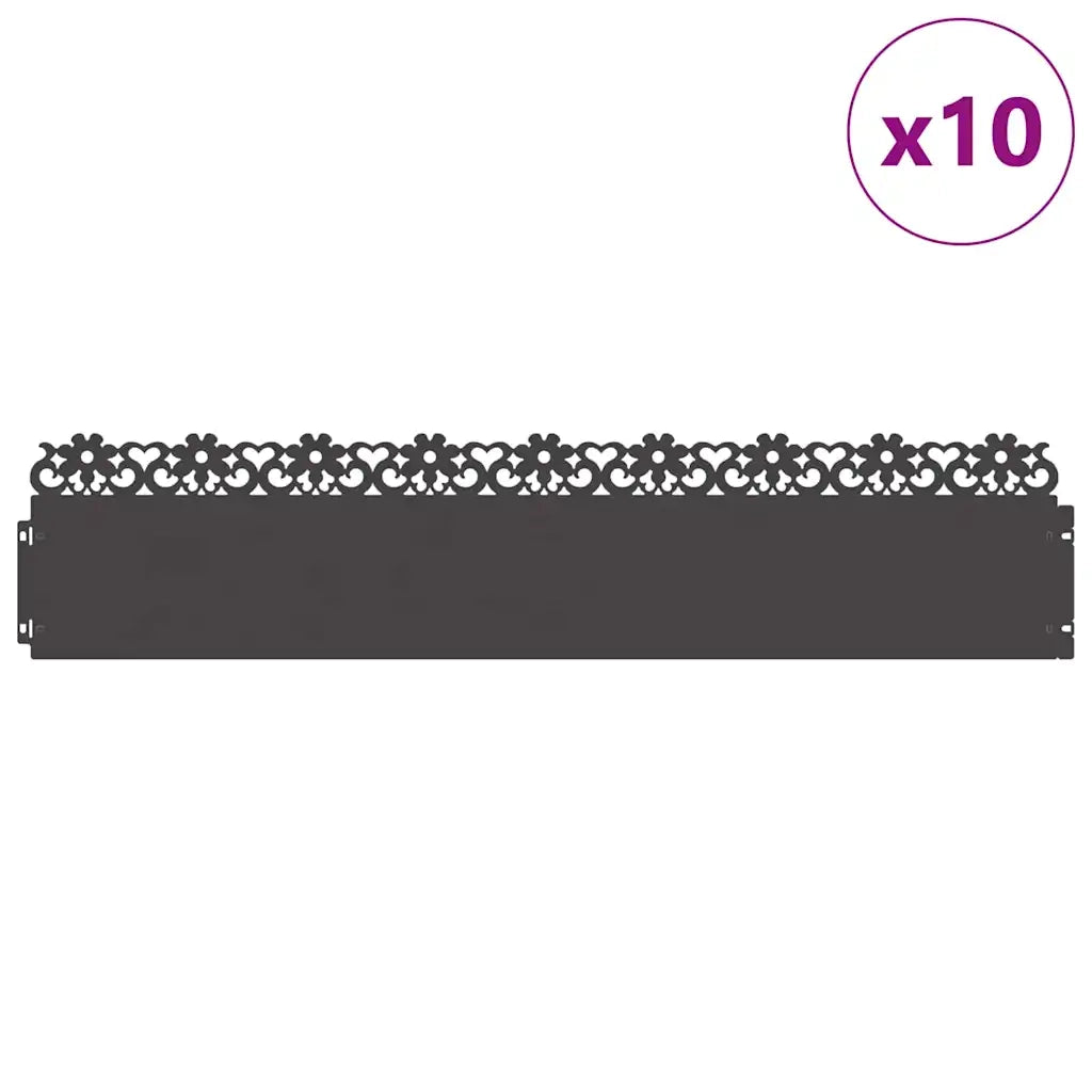 Bordure per prato 10 pcs Nero 103 x 0,05 x 22 cm Acciaio 874765