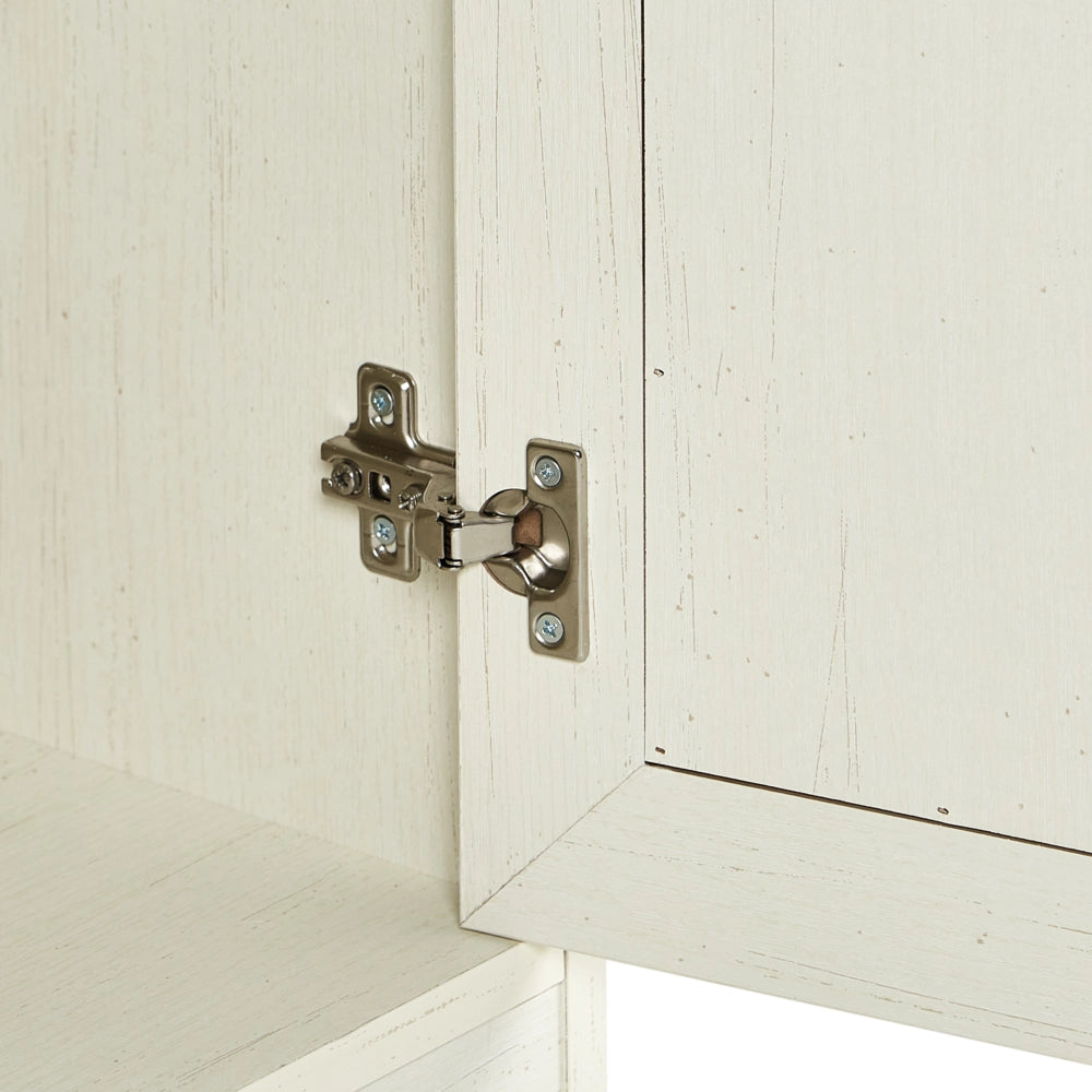 Credenza in truciolato bianco MDF con ripiani e frontale in vetro Sala da pranzo Cucina