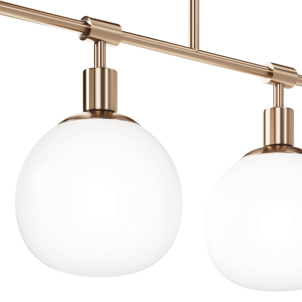 Lampadario Sospensione Erich Metallo Oro Rosa 5 Luci E Diffusori Bianchi