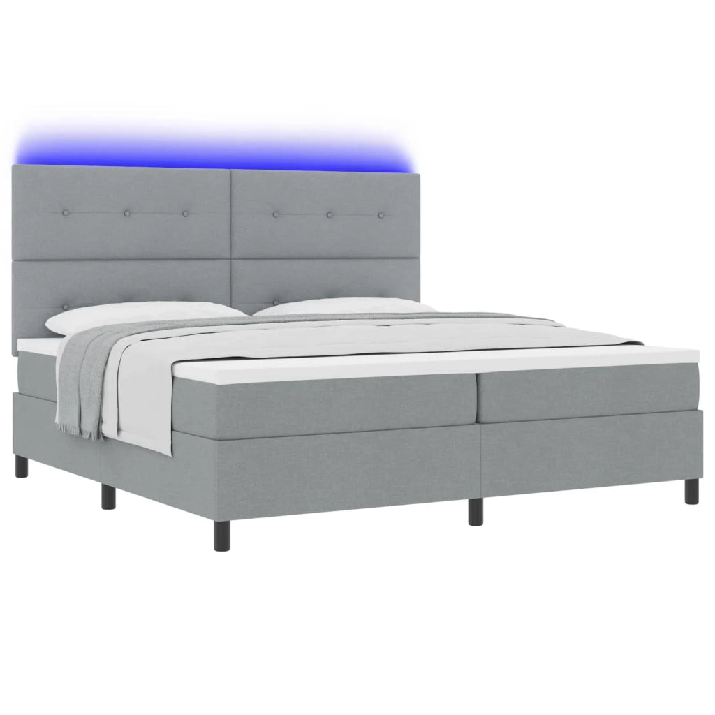 Letto a molle con testiera Grigio chiaro 200 x 200 cm Tessuto 3342893