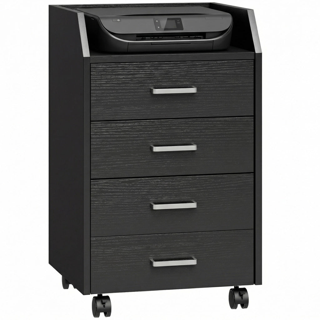Cassettiera con 4 Cassetti ¨C zephmum ¨C Legno Effetto Nero 40x36x65