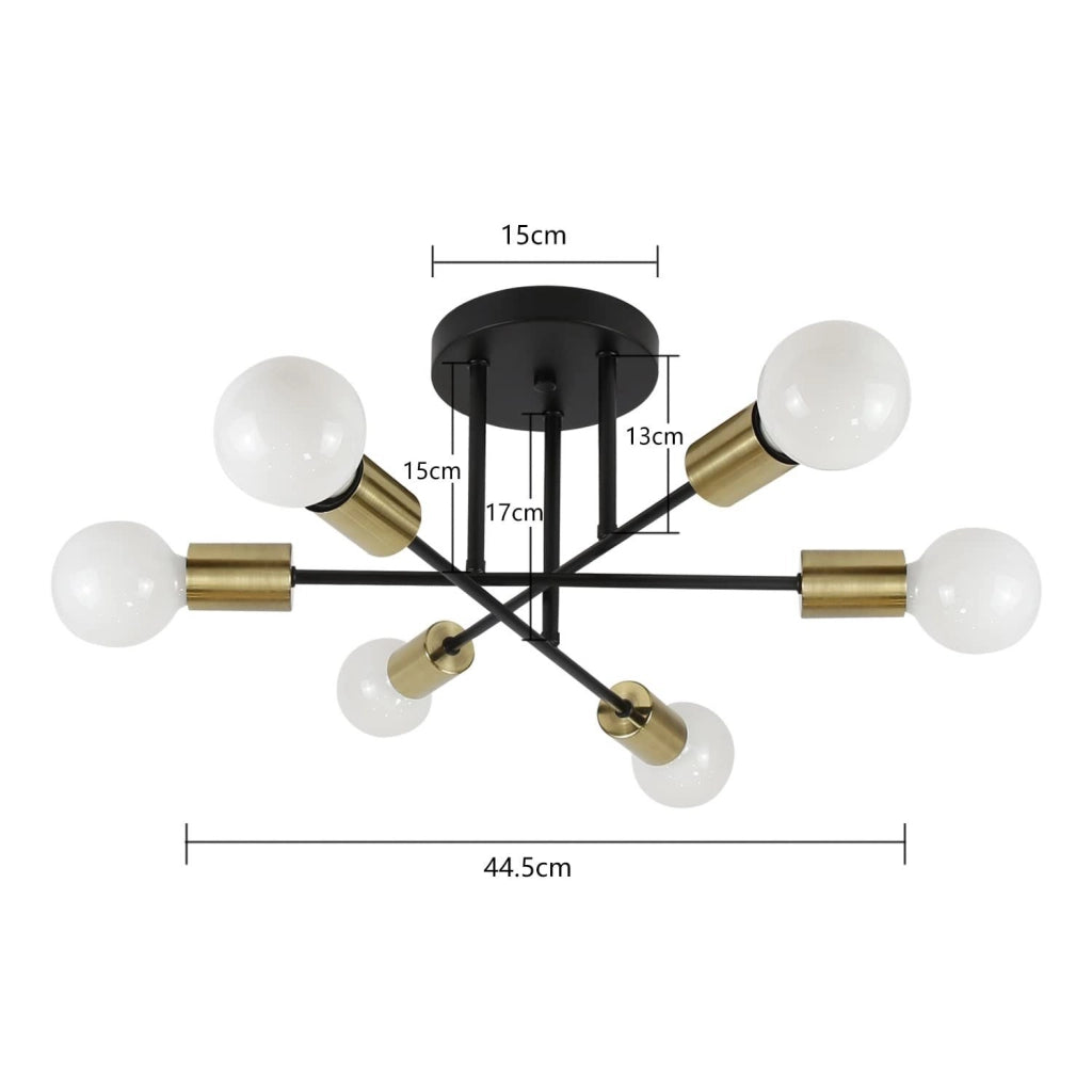 ZMH Lampada da soffitto in stile retrò a 6 fiamme senza lampadina per camera da letto