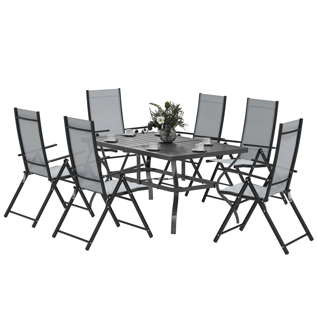 Set da Giardino 7 Pezzi con Tavolo e Sedie Pieghevoli ¨C zephmum ¨C Grigio