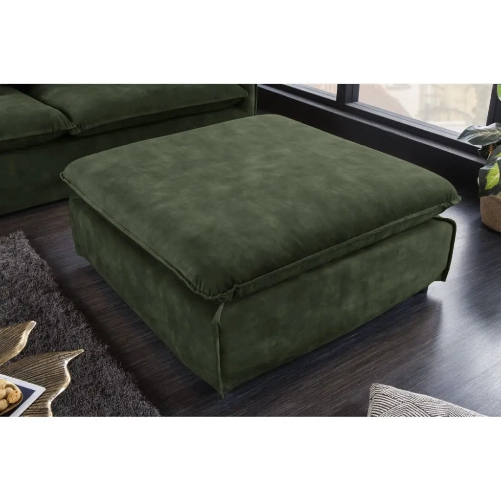 Pouf KALIA – Verde scuro – Velluto – Stile contemporaneo