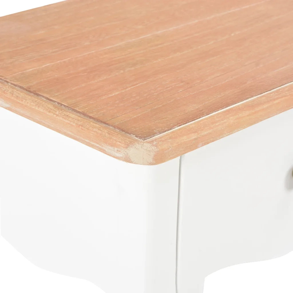 Comodino Bianco e Marrone 40x30x50 cm in Legno Massello di Pino 280006