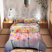 Completo Letto Lenzuola 100% Cotone Set Lenzuolo Moderno Sotto Sopra Federe Due Stampe In Altissima Definizione Dis2Acquarello - Matrimoniale