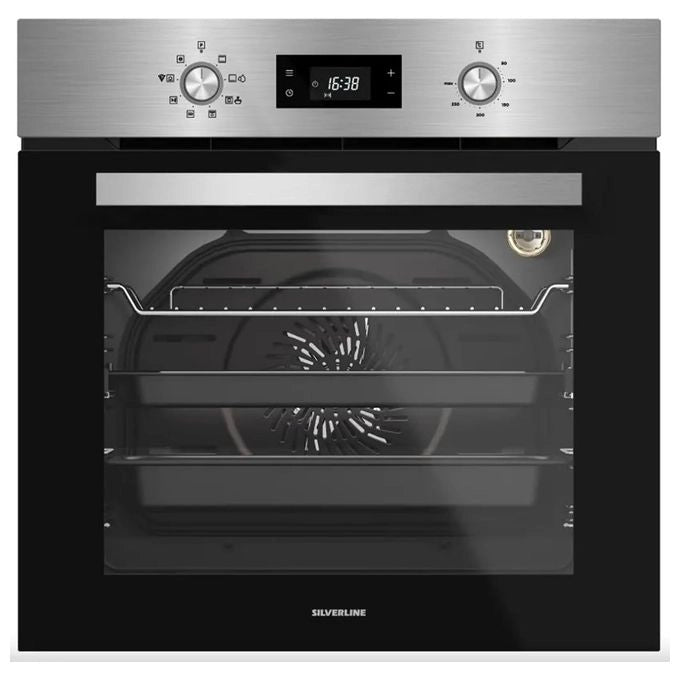 Silverline BO6504X02 Forno da incasso Elettrico 72 L Classe A 8 Funzioni con Grill e Funzione Pizza (56x56x59 cm) colore Inox