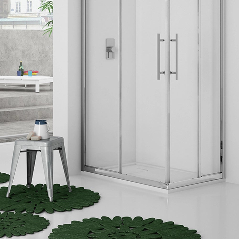 Box angolare 87-89x67-69 new plus, vetro trasparente  6 mm, h 1,95 cerniere sganciabili