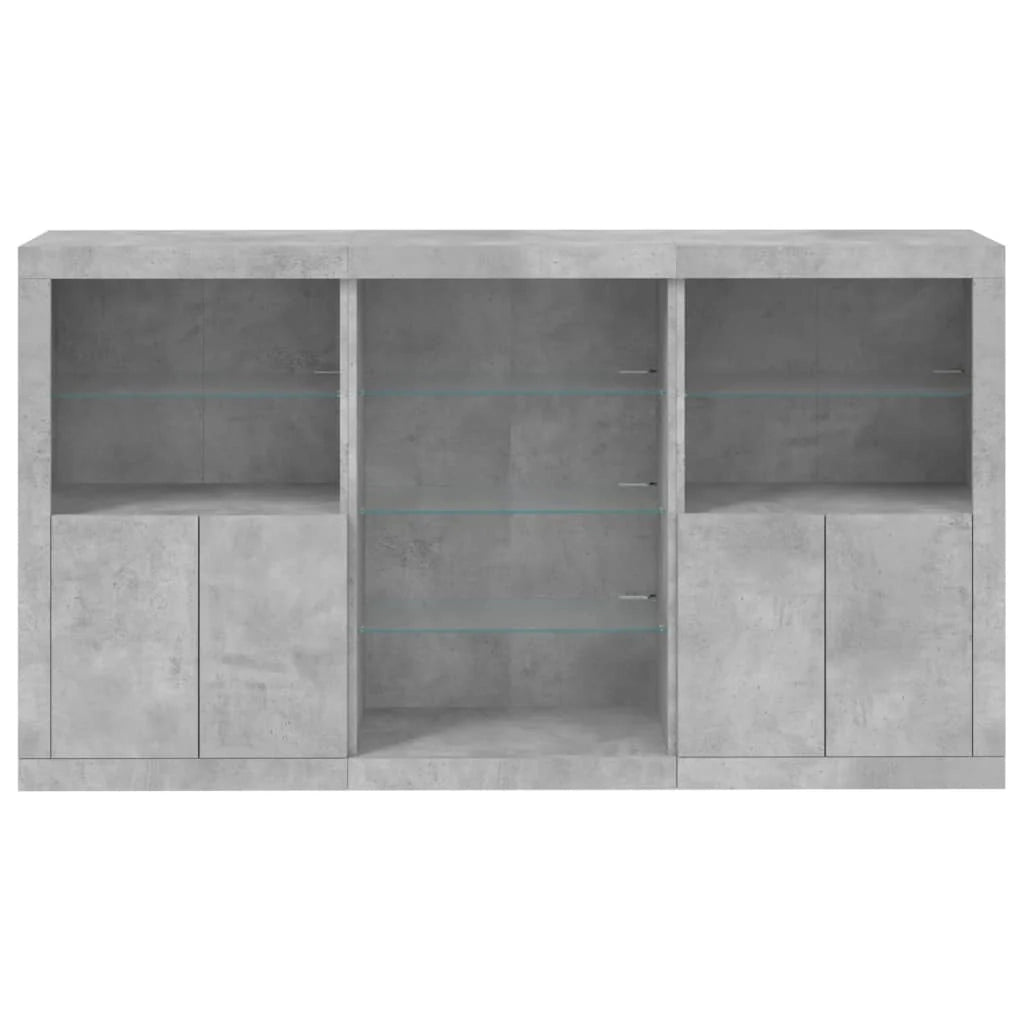 Buffet credenza cassettiera armadio mobile contenitore organizer per cucina soggiorno salotto con luci LED 181,5 x 37 x 100 cm grigio 02_0029986