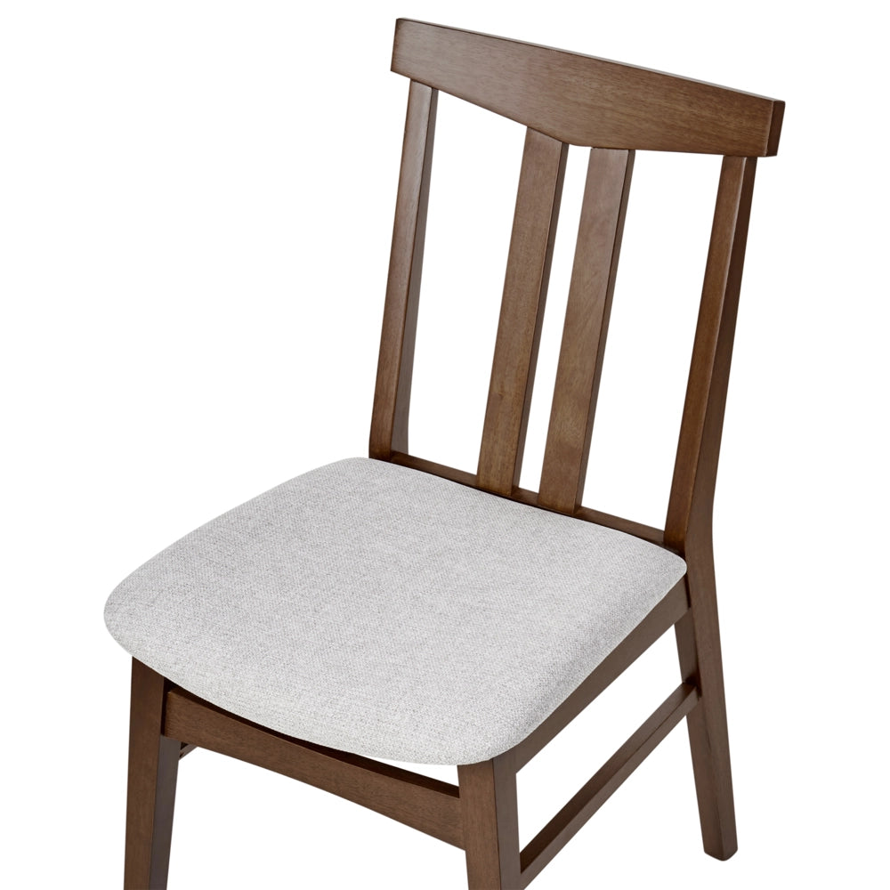 Set di 2 sedie da pranzo in tessuto grigio con struttura in legno massiccio scuro tradizionali retrò senza braccioli