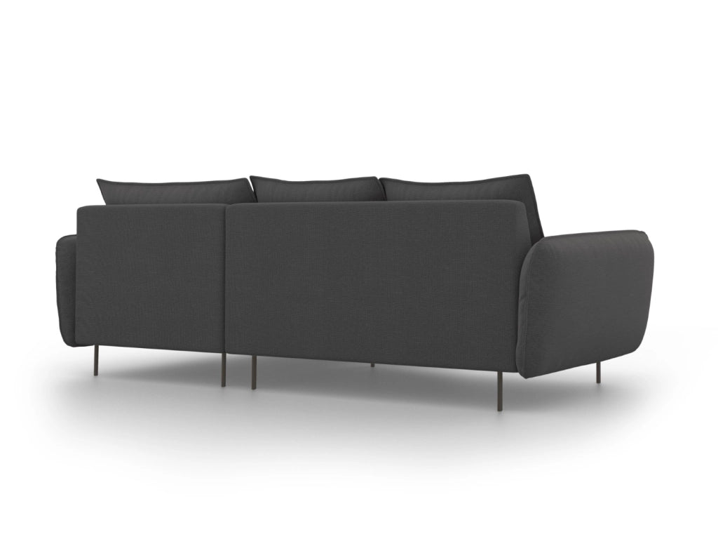 Cosmopolitan Design - Divano angolare destro "Vienna" 5 posti in tessuto strutturato grigio scuro 