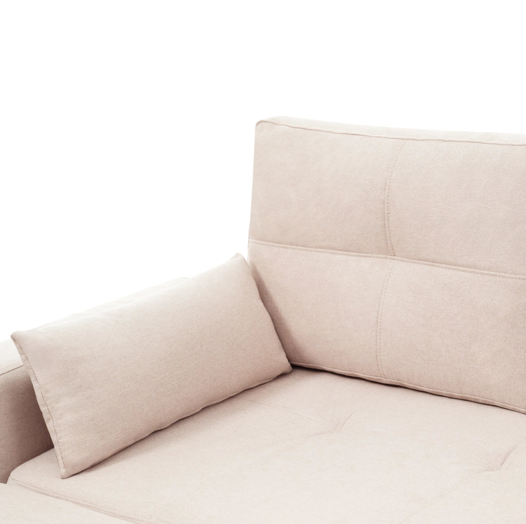 Divano letto angolare 211x136x87 cm estraibile modulare con contenitore in lino beige