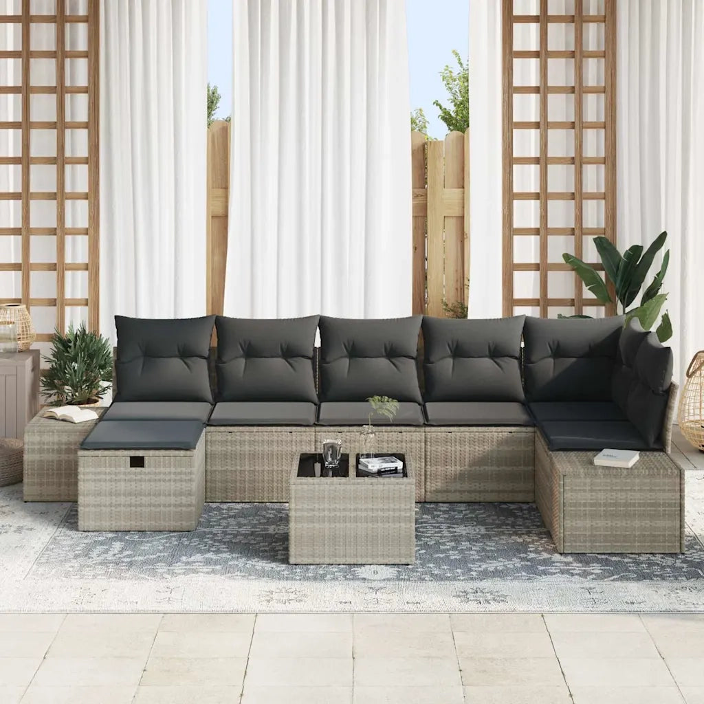 Set Divano da Giardino 8 pcs Grigio chiaro polyrattan 3359411