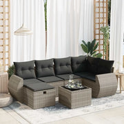 Set Divani da Giardino 7 pz con Cuscini Grigio in Polyrattan 3325596