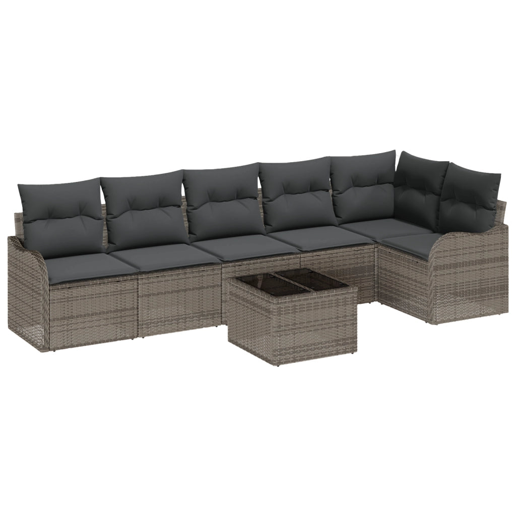 Set Divano da Giardino con Cuscini 6 Pezzi Rattan Poliestere Nero