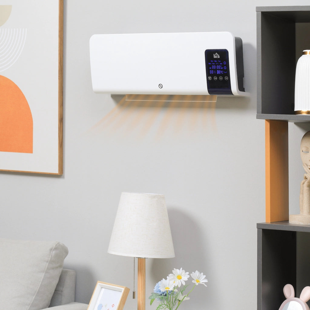 Easycomfort Termoventilatore da Parete Oscillatorio con Timer 12h e 2 Modalità di Riscaldamento, 54.5x12x21.5 cm, Bianco