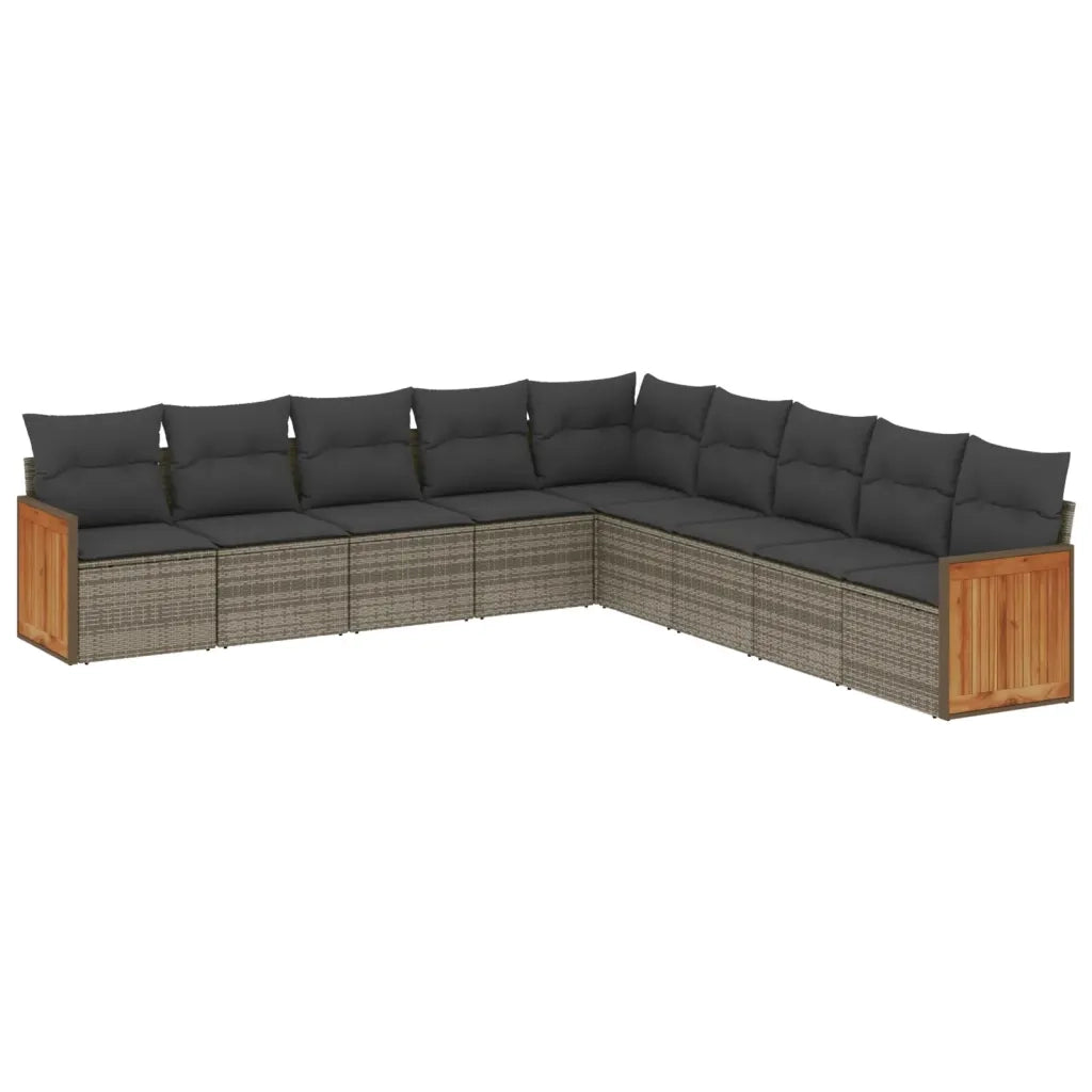 Set Divano da Giardino 9 pz con Cuscini Grigio in Polyrattancod mxl 88149