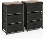Armadietto a 3 Cassetti, Cassettiera Verticale con Contenitori in Tessuto Pieghevoli e Rimovibili, Comò in Stile Industriale per Camera da Letto, Soggiorno e Ufficio, Nero (Nero 2)