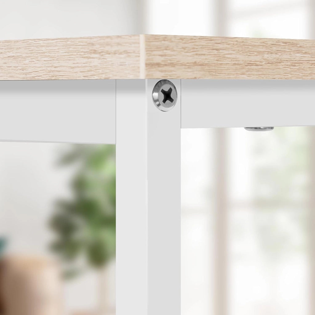 Scrivania per Computer Piccola, 140x60 cm, Struttura in Metallo, per Ufficio Casa Studio Camera da Letto, in Materiale a Base di Legno, Rovere Chiaro