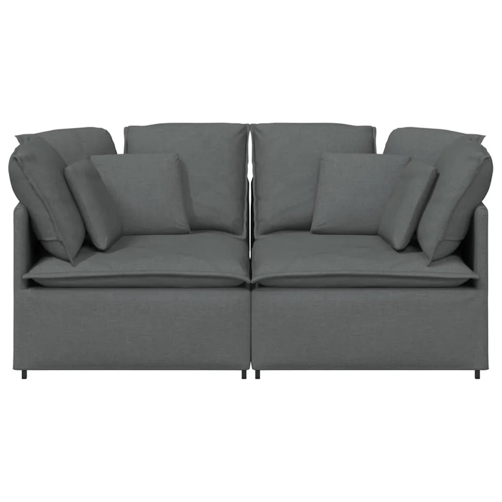 Divano Modulare con Cuscini in Tessuto Grigio Scuro 3321238
