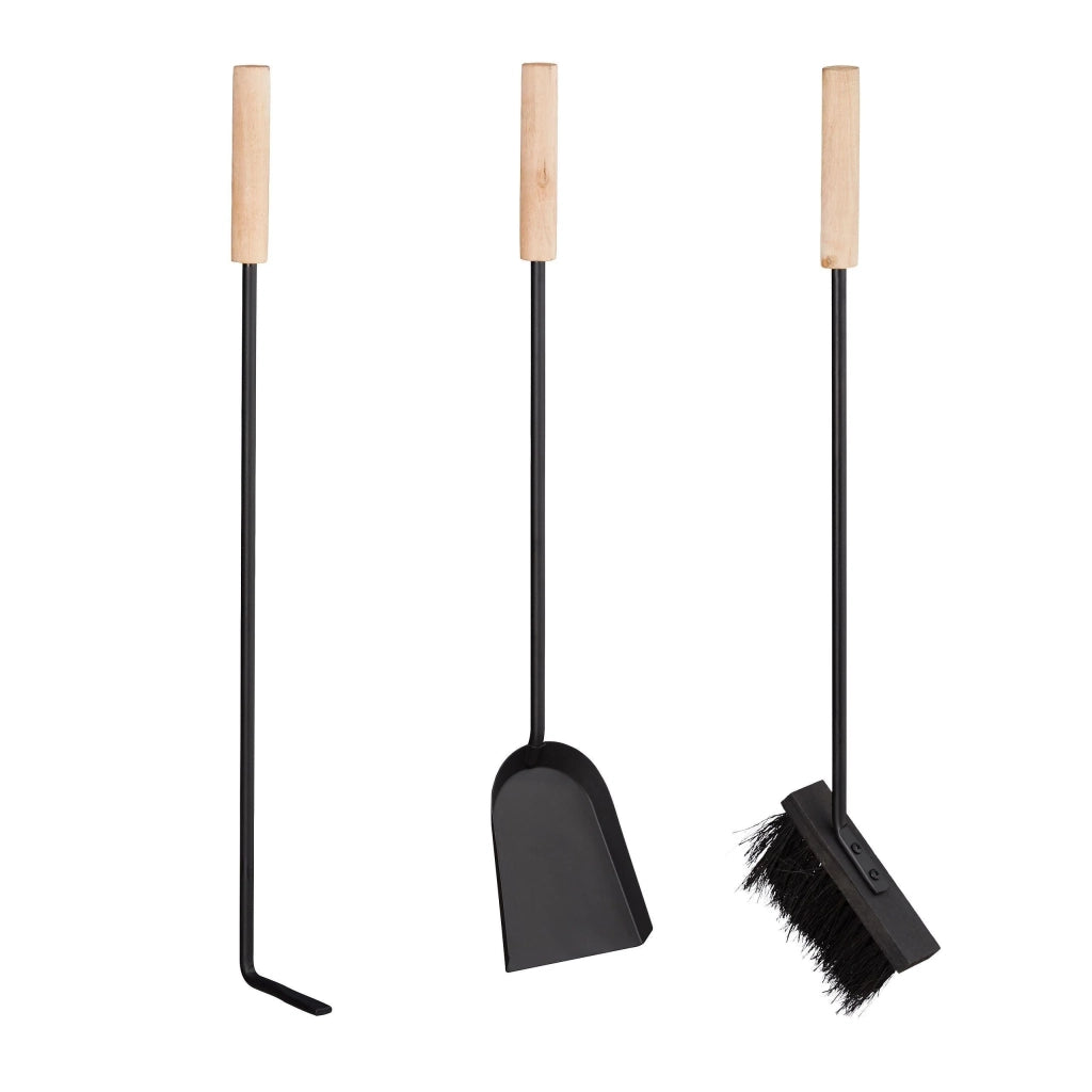 Set di 4 attrezzi per camino in acciaio con accessori: pala spazzola supporto attizzatoio nero 13_0002443