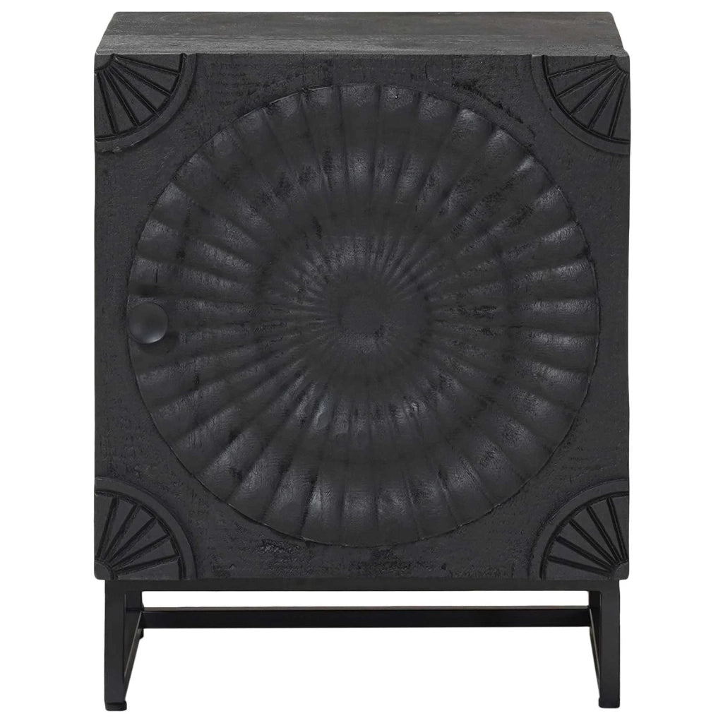 Comodino | Armadio da Notte | Mobiletto da notte a muro fatto a mano Nero 40 x 30 x 50 cm