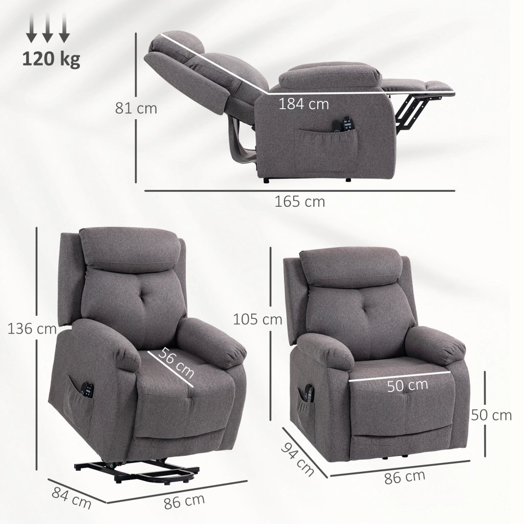 Poltrona massaggiante reclinabile elettrica con riscaldamento e USB ¨C zephmum ¨C grigio 86x94x105cm