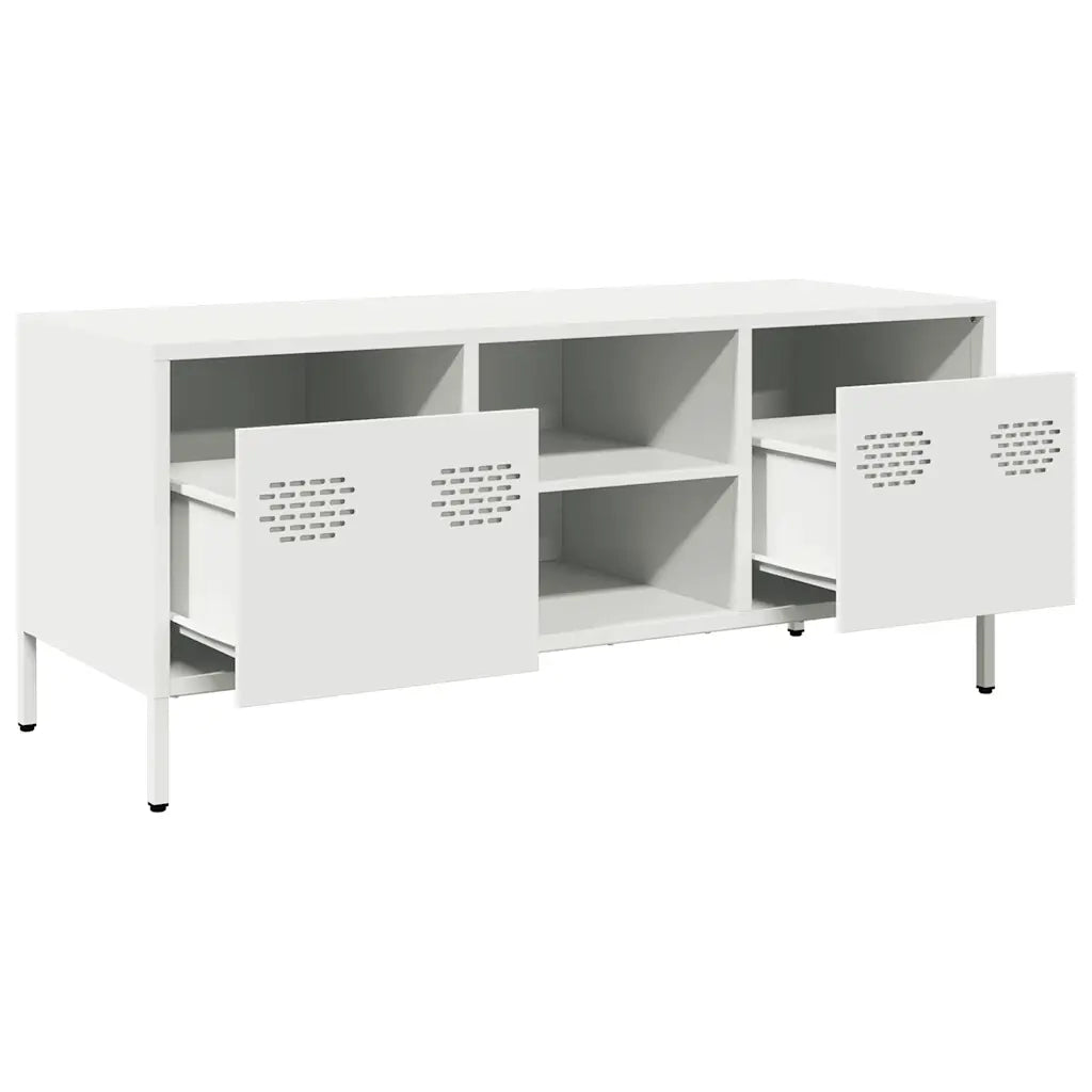 Mobile TV Bianco 101,5x39x43,5 cm in Acciaio Laminato a Freddo 851303