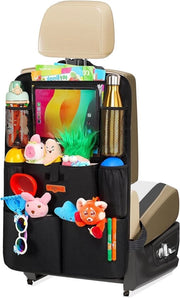 Organizzatore per Sedile di Auto di Quarta Generazione Aggiornato per fino a 10,5 Pollici di Tablet - 9 Cestini, Deposito di Giocattoli per Bambini, Protezione Idroresistente per il Retro del Sedile (Nero 1 PC)