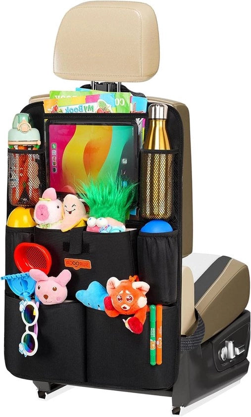 Organizzatore per Sedile di Auto di Quarta Generazione Aggiornato per fino a 10,5 Pollici di Tablet - 9 Cestini, Deposito di Giocattoli per Bambini, Protezione Idroresistente per il Retro del Sedile (Nero 1 PC)