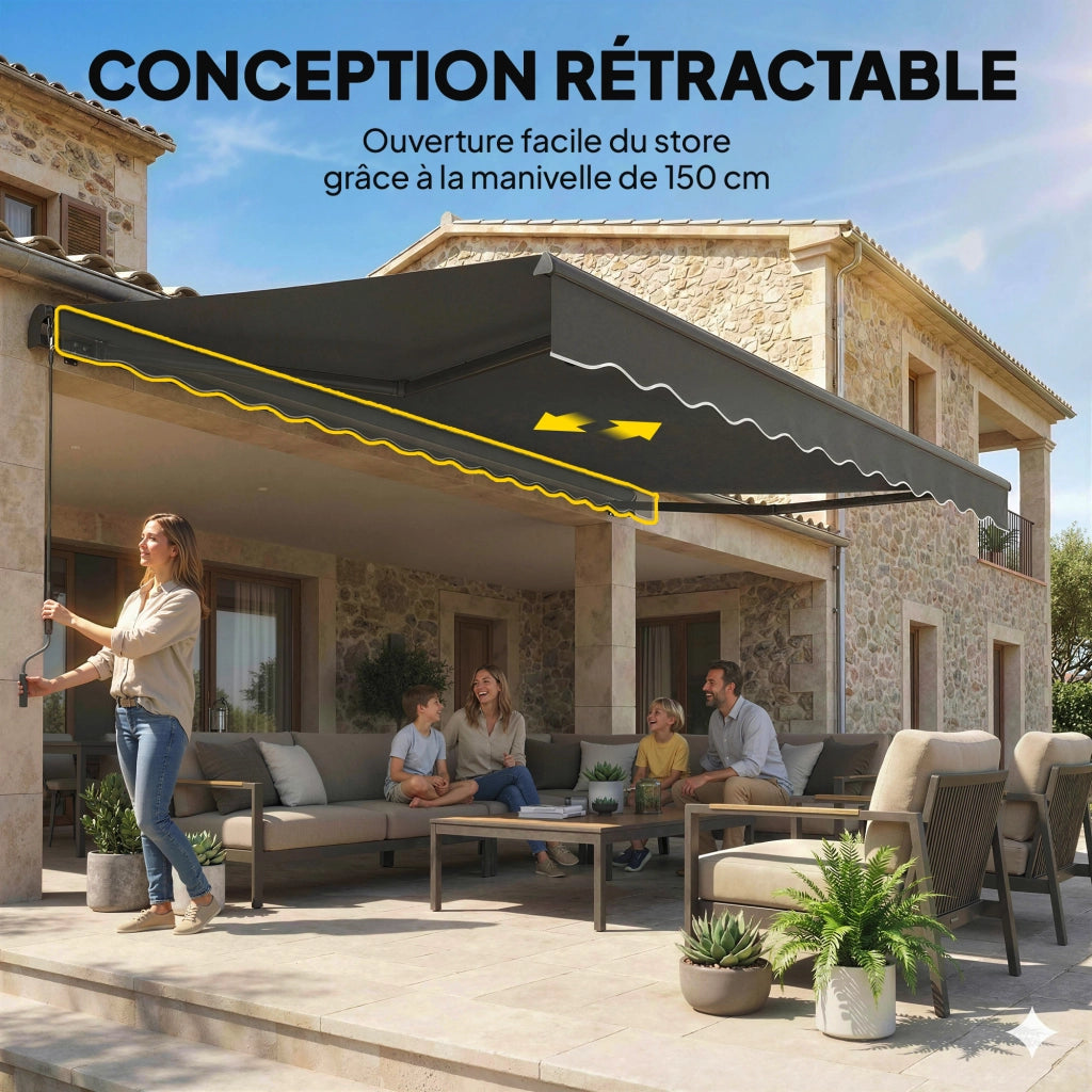 Tenda da giardino retrattile ¨C zephmum ¨C grigio 3.5x3m