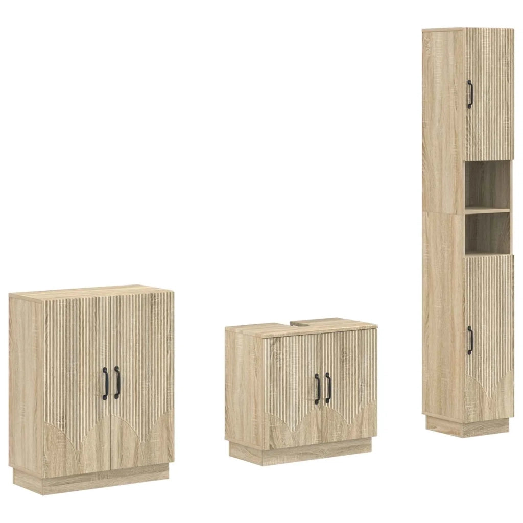 Set di armadietti da bagno in 3 pezzi HOORN Rovere Sonoma 3417470