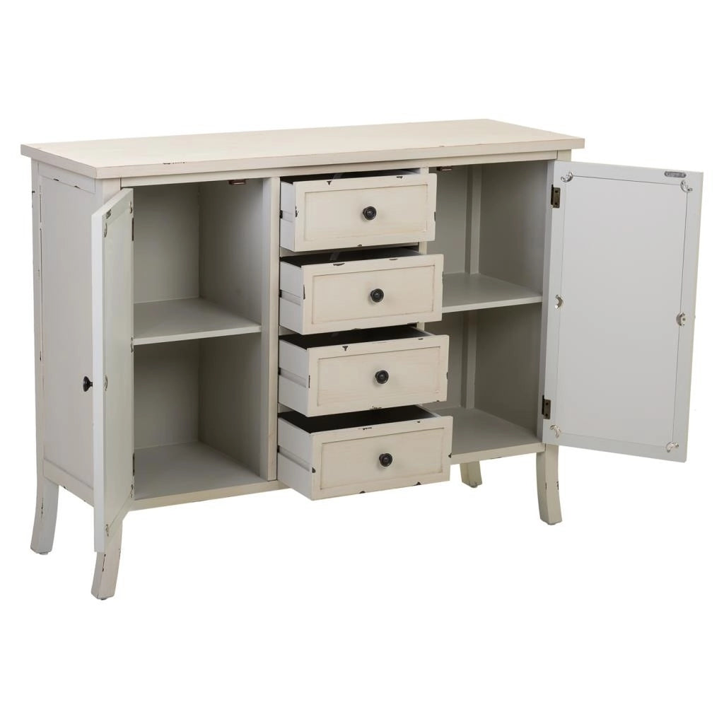 Credenza in legno con vetro bianco 110x37x84h