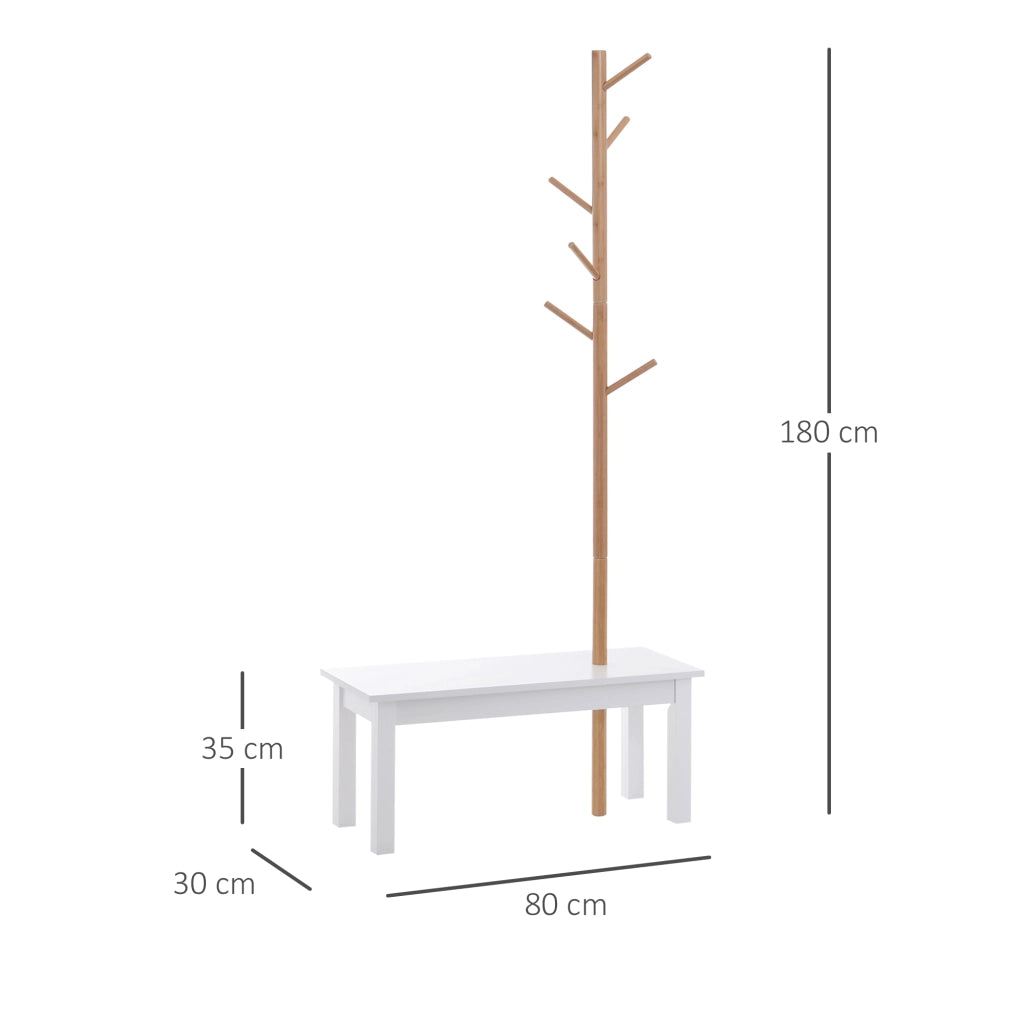 Appendiabiti con panca e scaffale ¨C zephmum ¨C Bamb¨´ e MDF 80x30x180cm