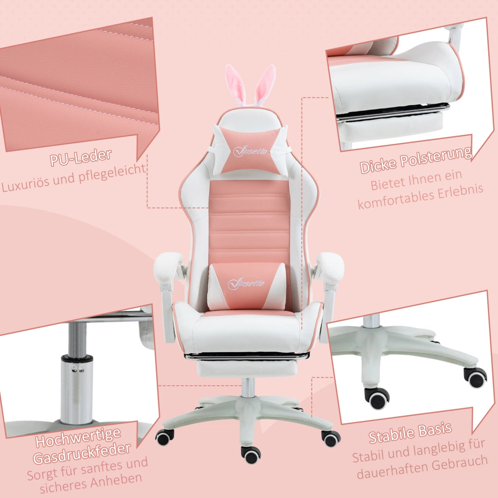 Sedia Gaming Ergonomica con Supporto Lombare e Cuscini ¨C Zephmum ¨C Rosa