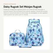 Set a scuola per ragazze - 3 pezzi - Incluso zainetto per la merenda - Borsa per i soldi - Tasca per laptop 14 pollici - Ideale per la scuola e il tempo libero - Zaino scolastico