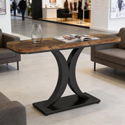 Consolle con piano effetto legno e base in metallo, stile industriale, per ingresso e soggiorno, 100 × 29,5 cm