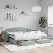 Divano Letto Estraibile Cassetti Grigio Chiaro 80x200cm Velluto