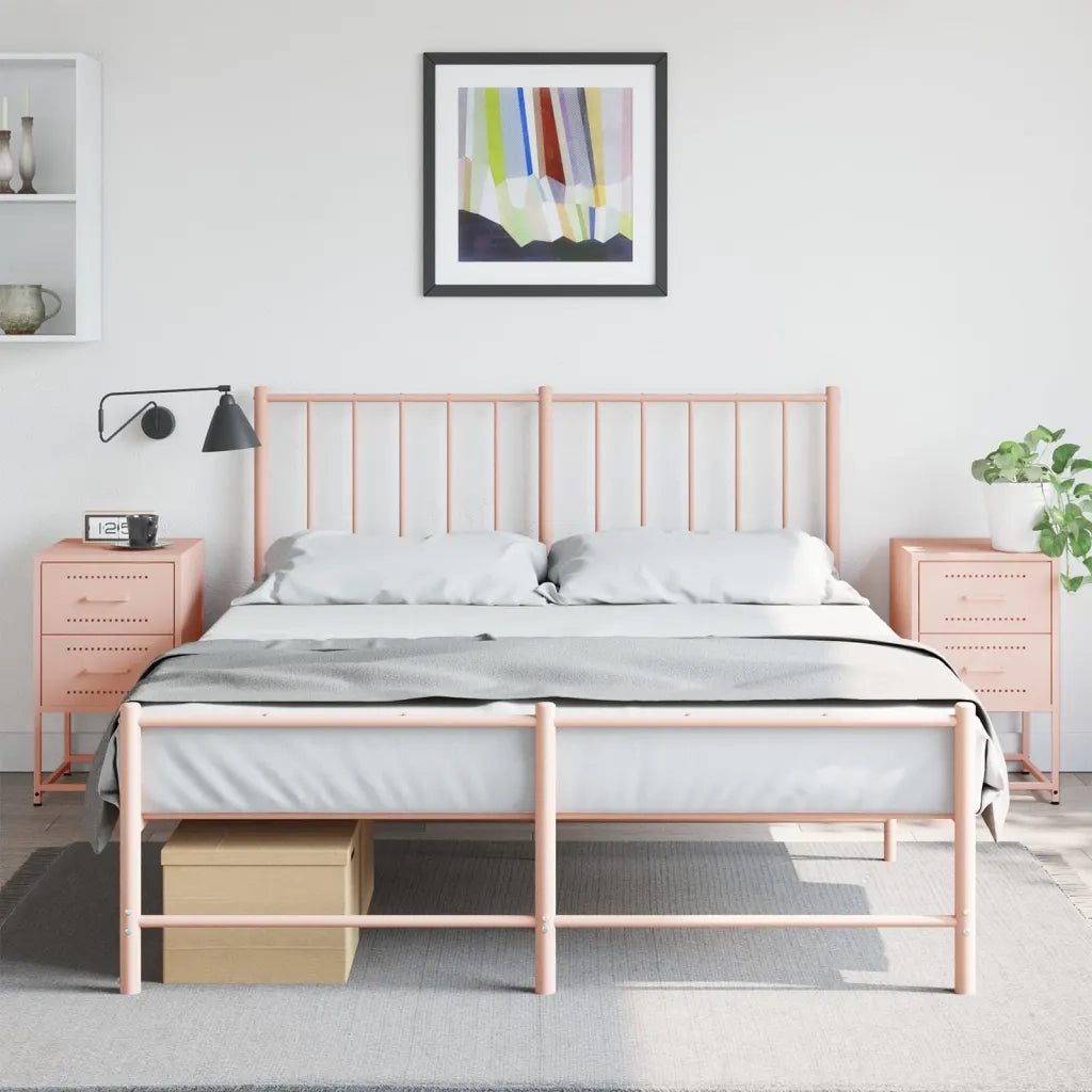 Comodini 2 pz-Set di 2 Tavolino da notte Rosa 36x39x60,5 cm in Acciaio 541472