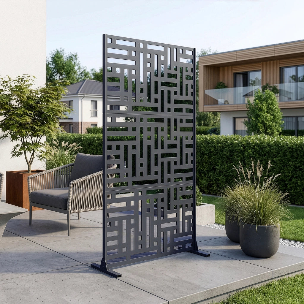 Pannello Divisorio Bernalda Struttura Traforata in Acciaio 180 x 90 cm Grigio Antracite casa.pro