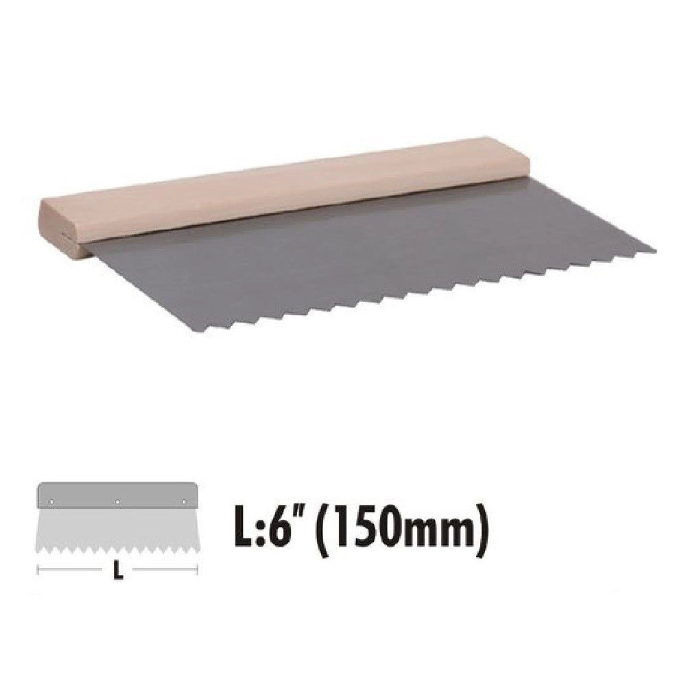 Trade Shop - Spatola Raschietto Dentato Acciaio Impugnatura In Legno 6″ 15cm Ferramenta 90465 -